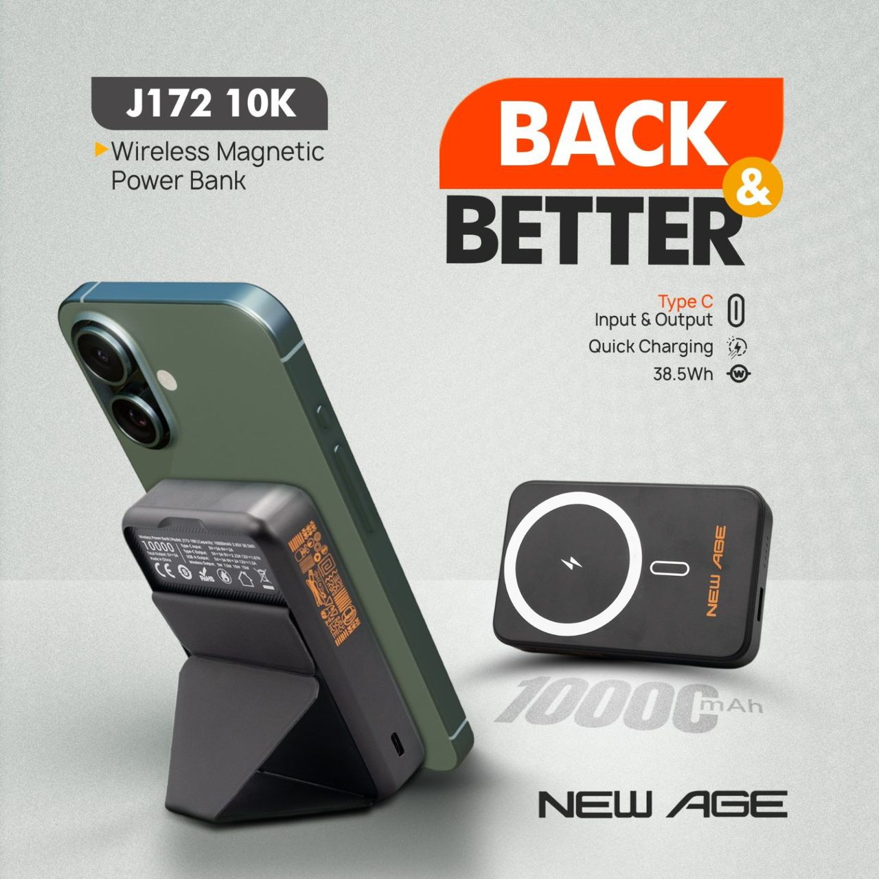 J172-10K Magnetic Wireless Power Bank